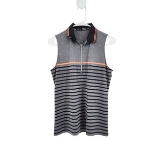 RLX Ralph Lauren Women's Poly Stretch Stripes Golf Sleeveless Polo Shirt - S